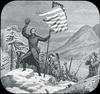 Flag : [John C] Frémont placing flag on Rocky Mountain Peak, 1845/ produced by McIntosh Stereopti...