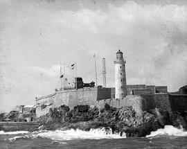 Fort and lighthouse [El Morro Lighthouse, Cuba(?)]