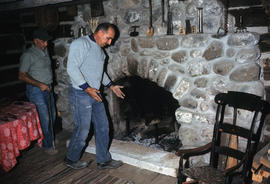 Workers in front of hearth