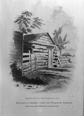 Supposed birthplace of Lincoln - a cabin before reconstruction (Upwright print from MacCheney's L...