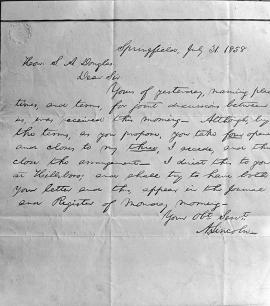 Copy of Lincoln/Douglas letter of July 31, 1858 (Chicago Historical Society)