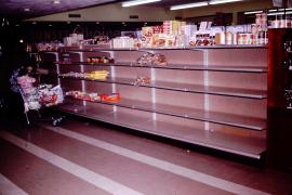 Grocery shelves empty