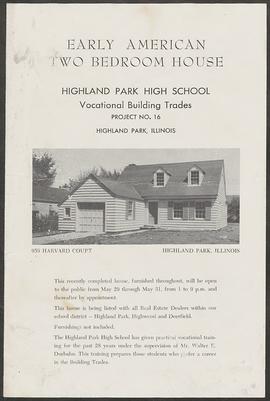 Early American two bedroom house Highland Park High School Vocational Building Trades Project No....